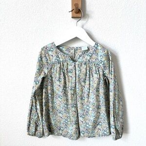 Edgehill Collection Floral Kids Blouse - Blue and Yellow